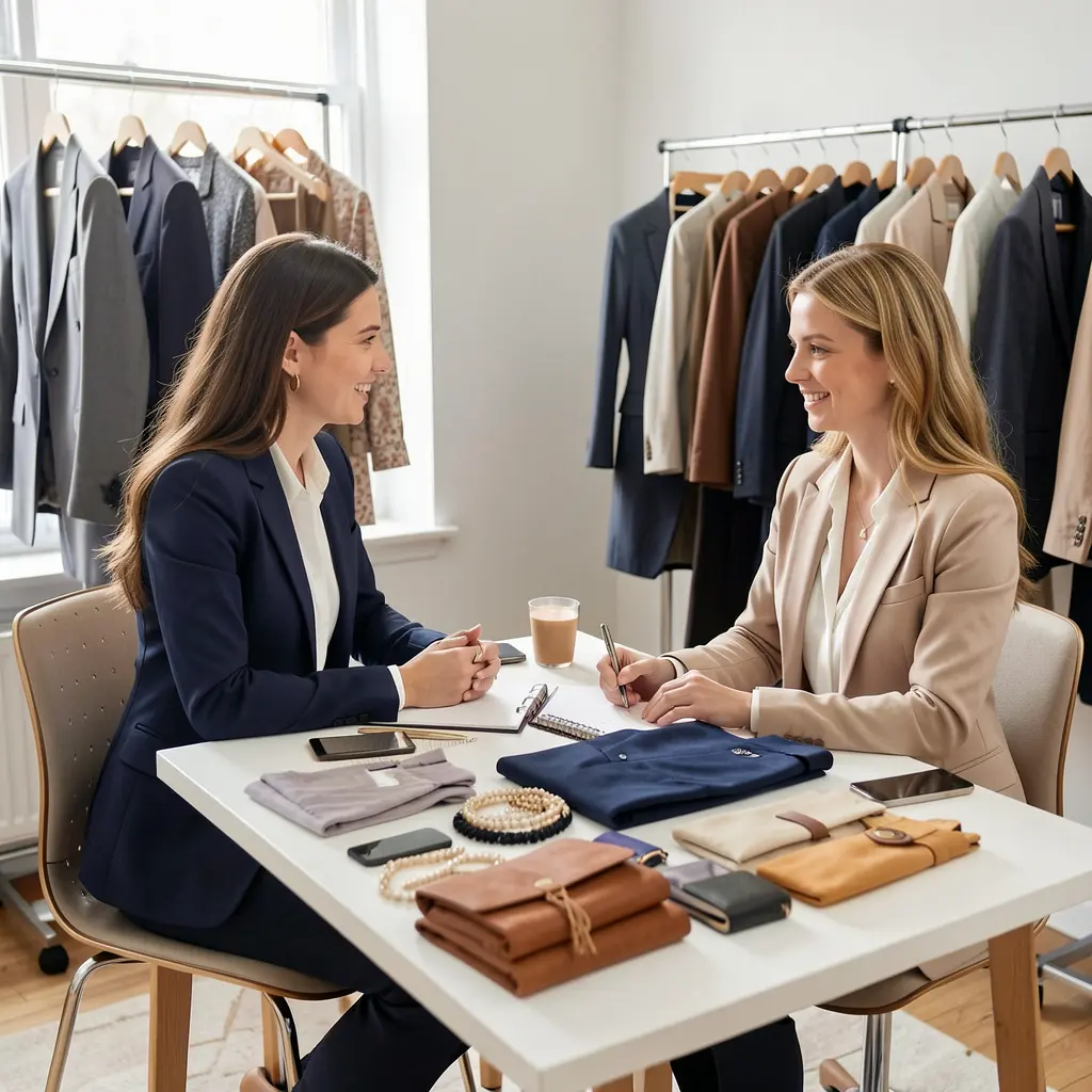 Professional wardrobe consultation session with client